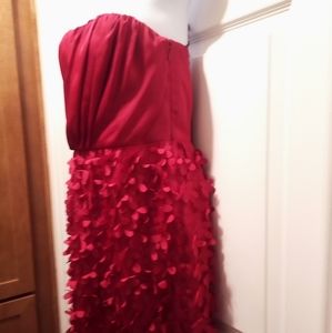 AL RIO RED DRAPED BODICE FLOWER PETALS STRAPLESS COCKTAIL/PARTY DRESS SIZE 10 …